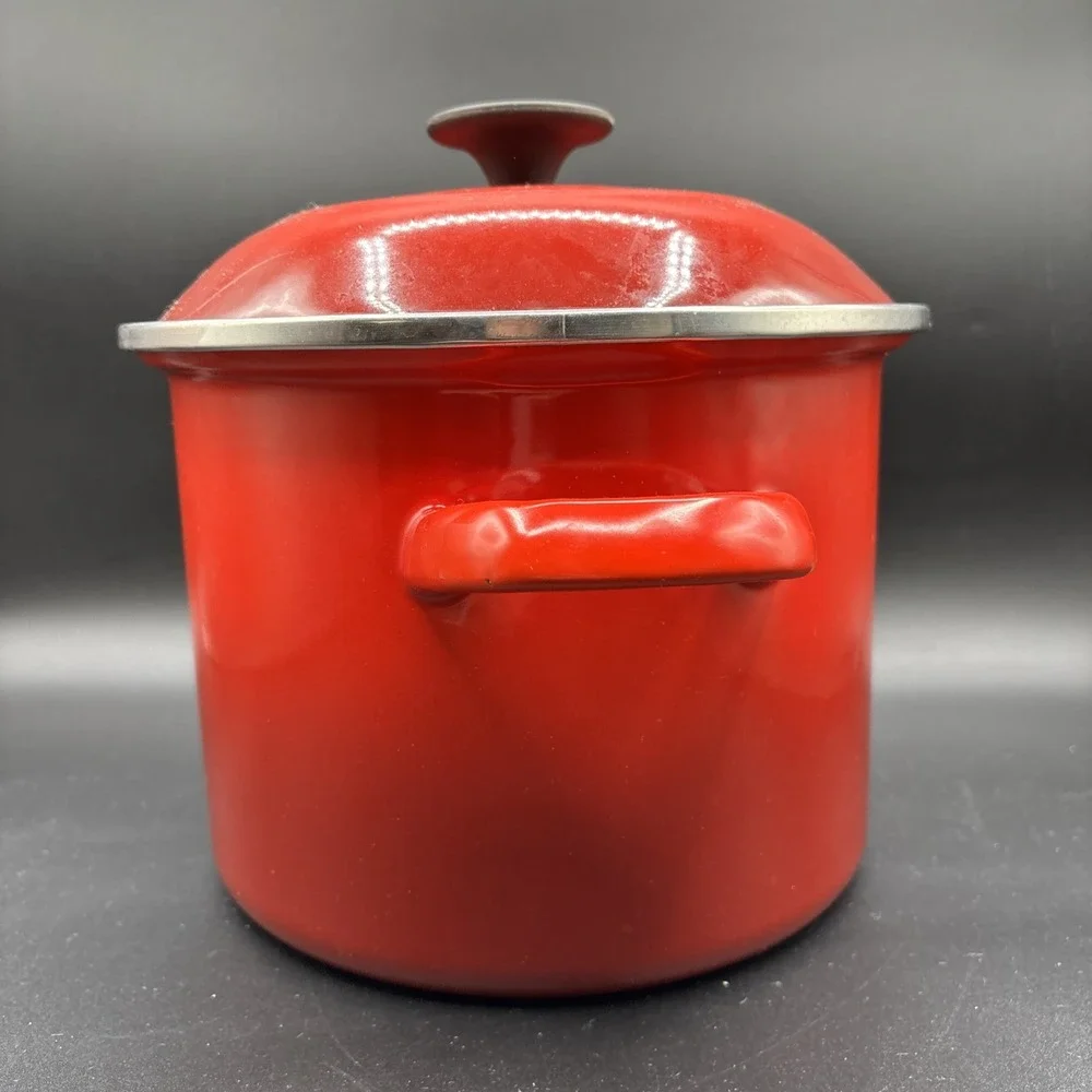 Le Creuset 6 QT Enamel on Steel Stock Pot Cerise Cherry Red